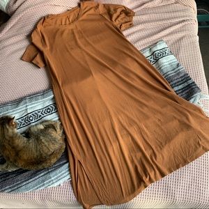 Target / A New Day Mustard Yellow Ribbed Short Sleeved Shift Midi Dress 3X Plus